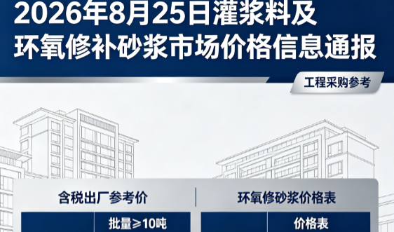 惠山2026年8月25日灌浆料及环氧修补砂浆市场价格信息通报